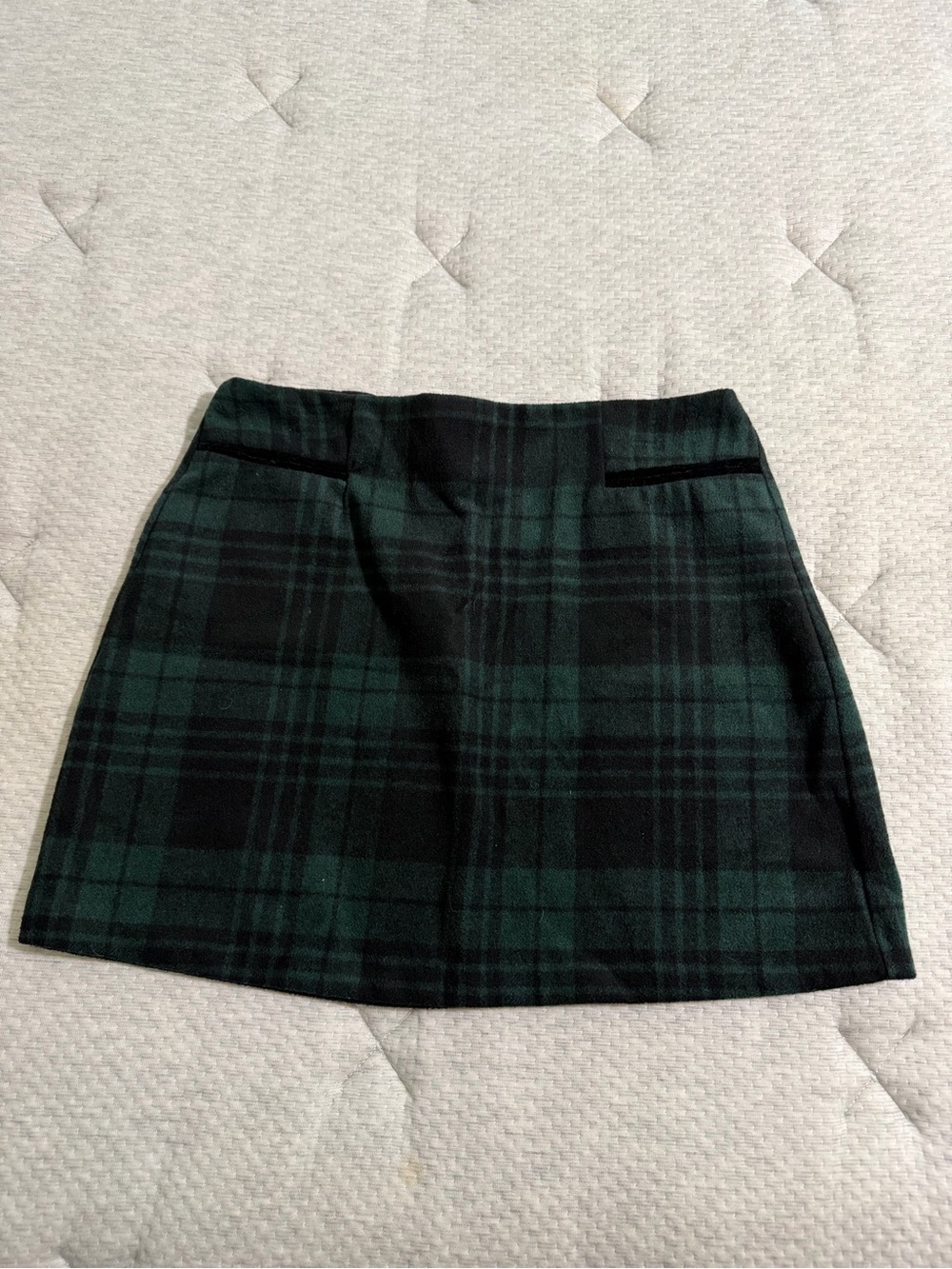 Copper Key Dark Green & Black Plaid Mini Skirt